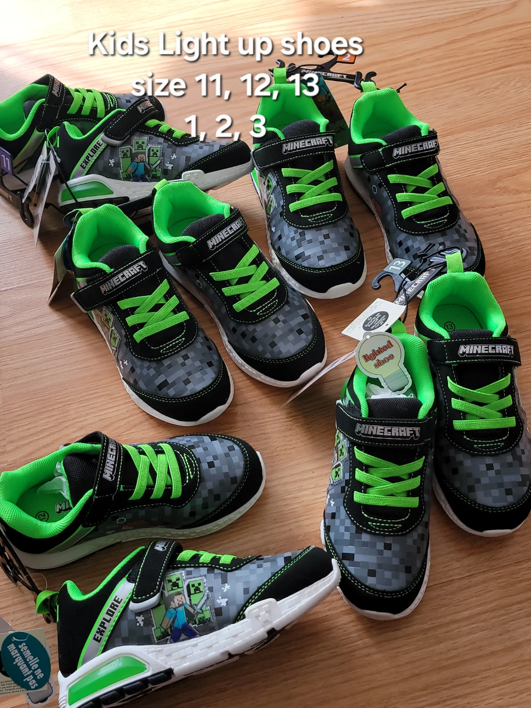 Minecraft Kids Light Up Shoes brand new with original tags