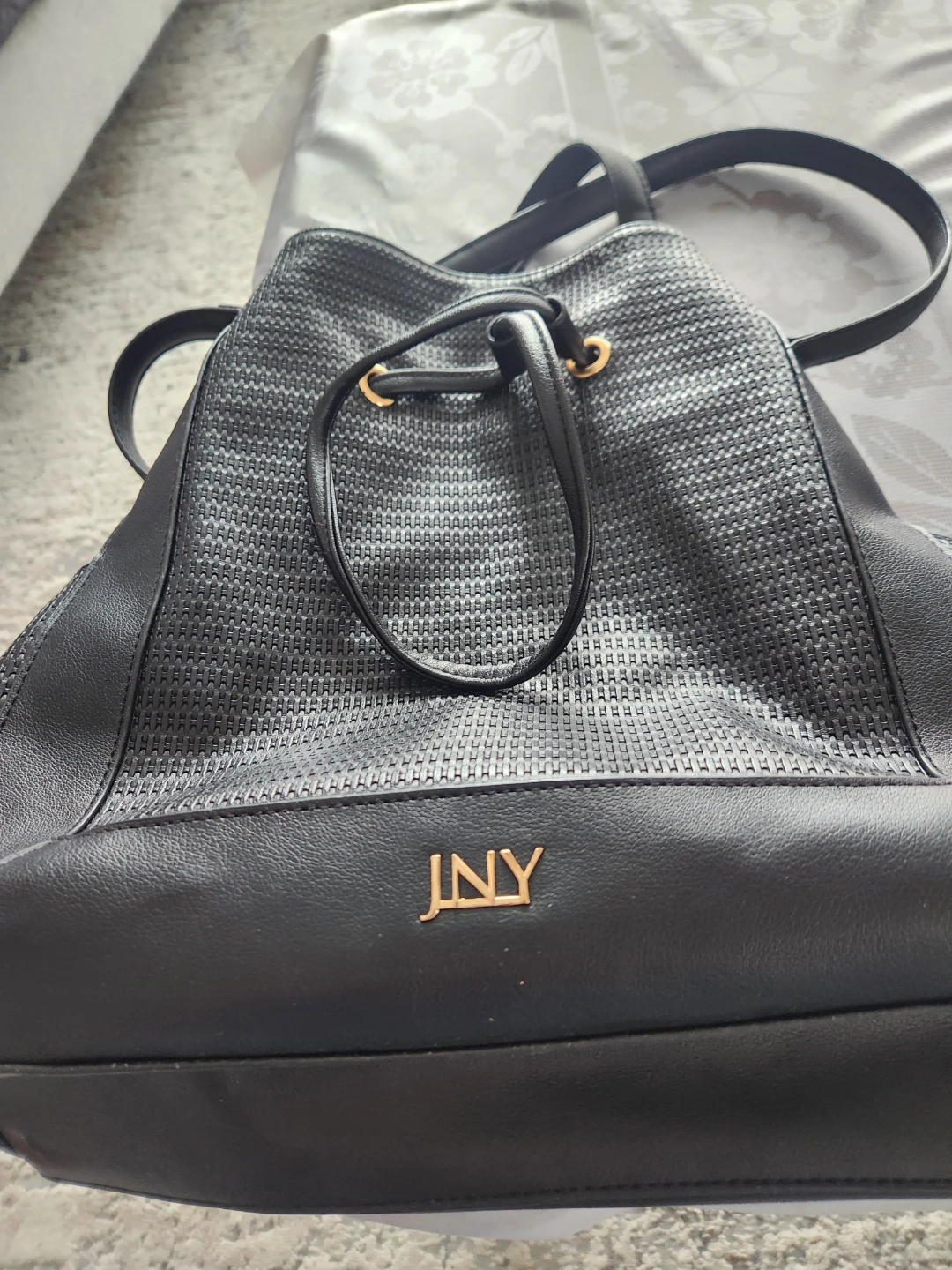 JNY Black Faux Leather Backpack Purse - photo 2