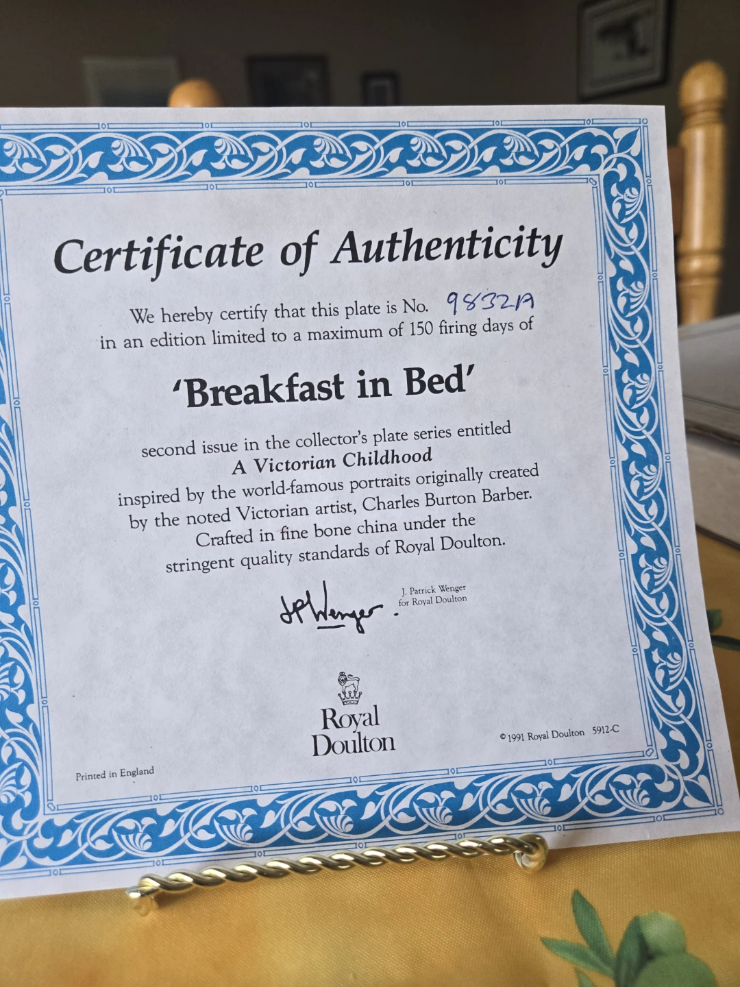 Royal Doulton "Breakfast In Bed" Collector Plate - photo 3