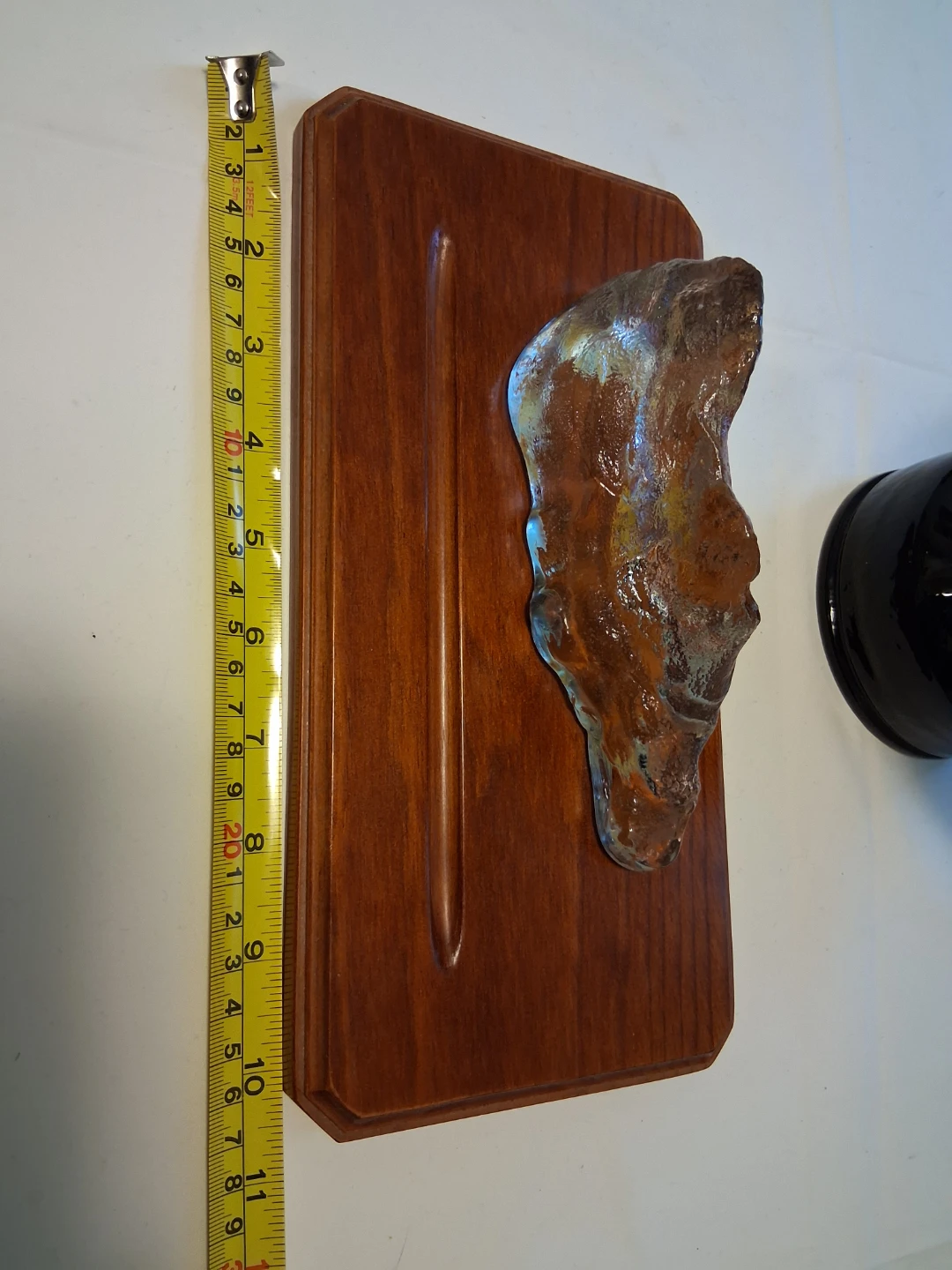 Vintage glass art ice desk tray
