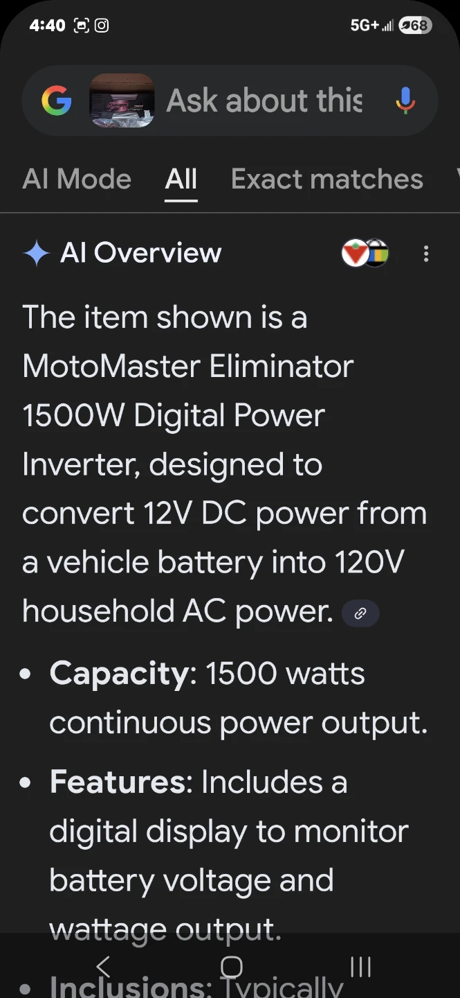MotoMaster Eliminator 1500W Digital Power Inverter - photo 4