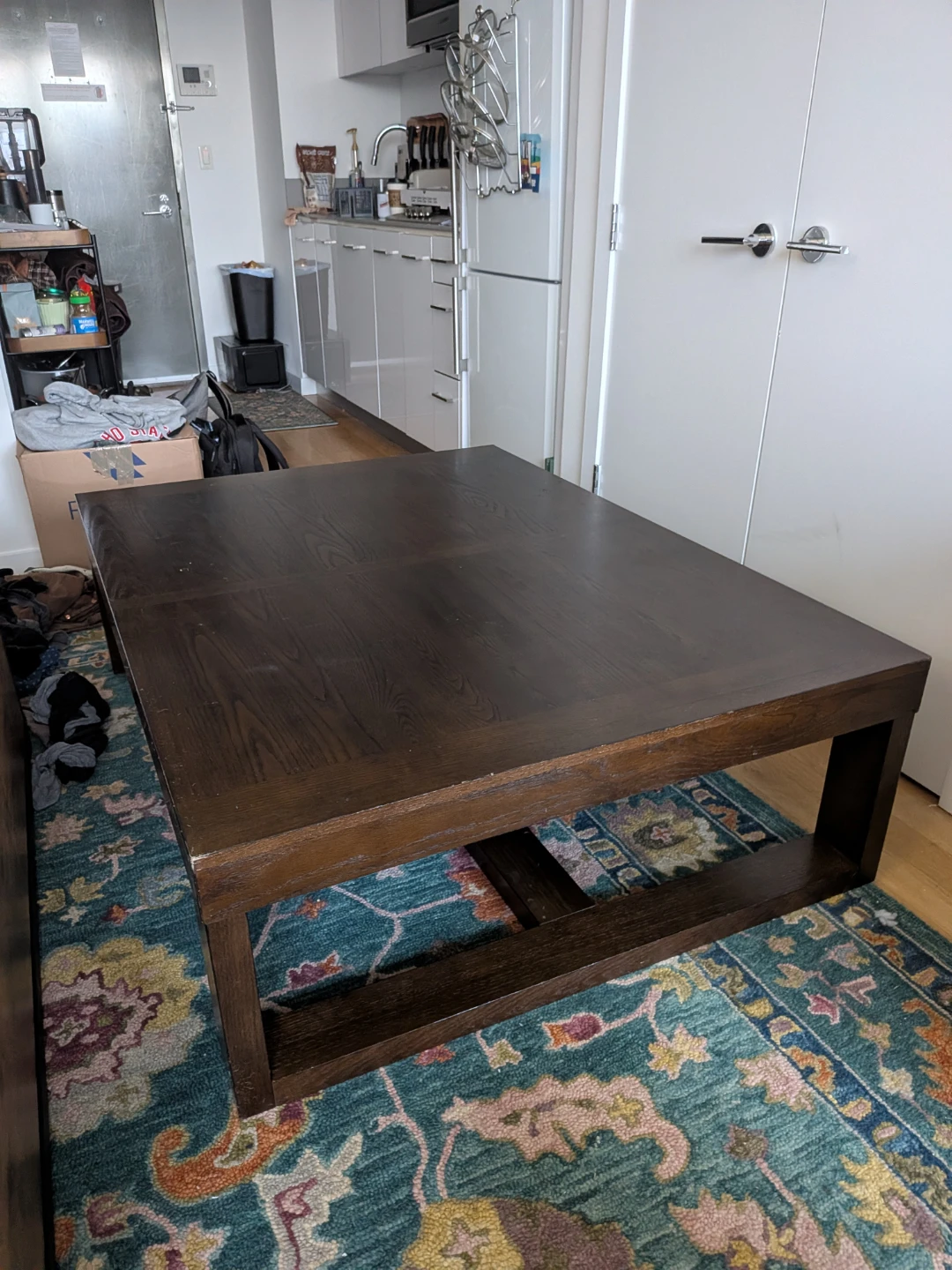 Wooden coffee table and matching end tables