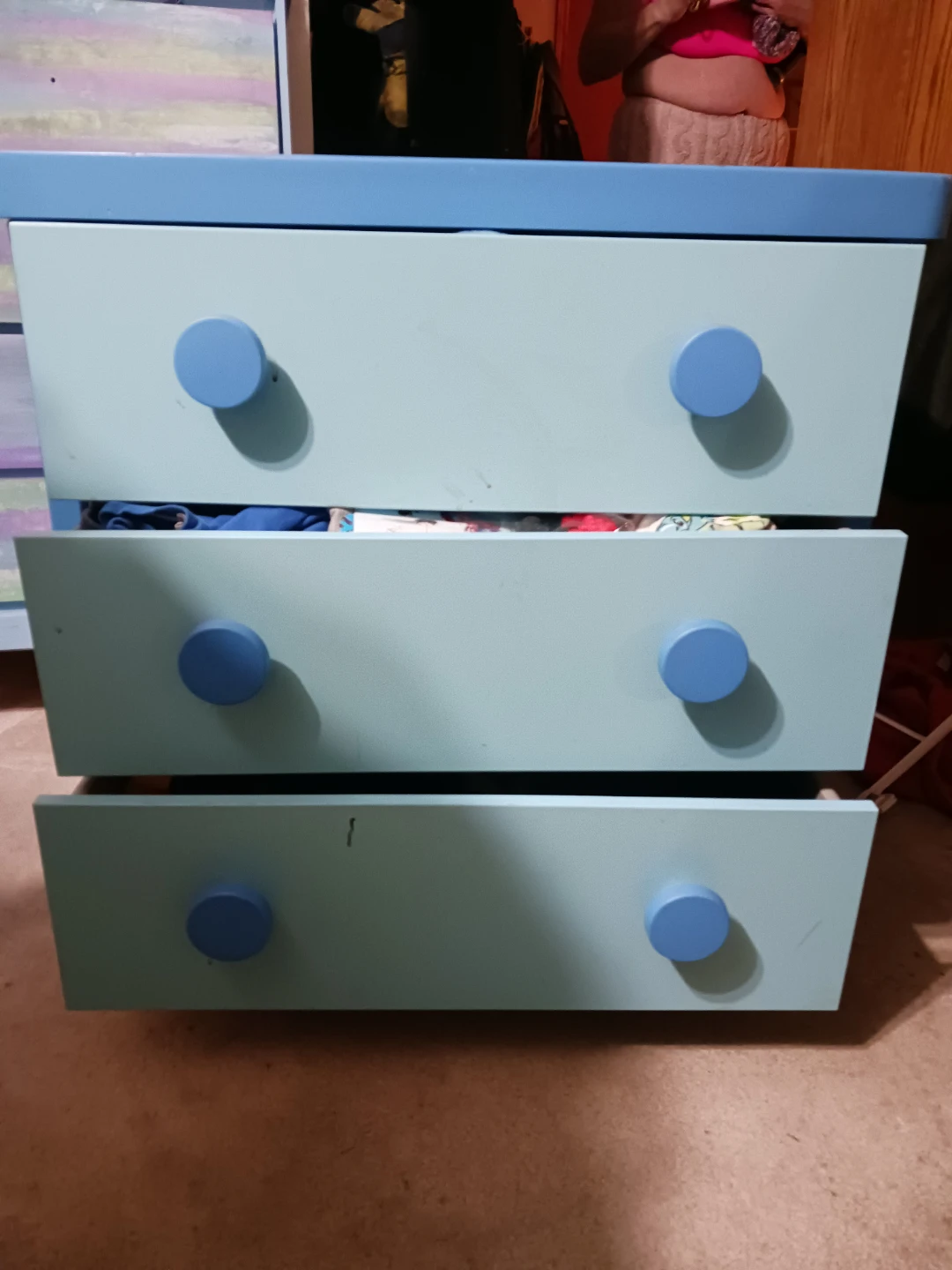 Blue and Green 3-Drawer Dresser - photo 2