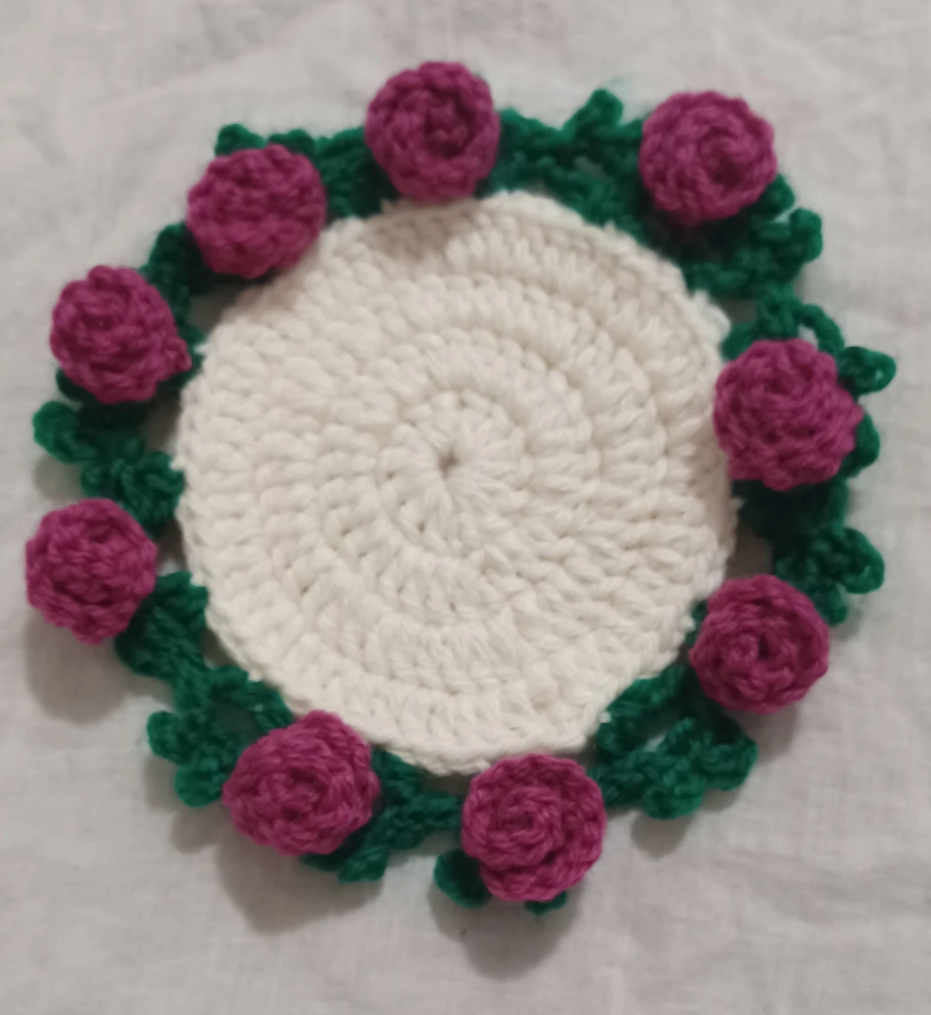 Hand-Crocheted Coaster with Rose Design - photo 4