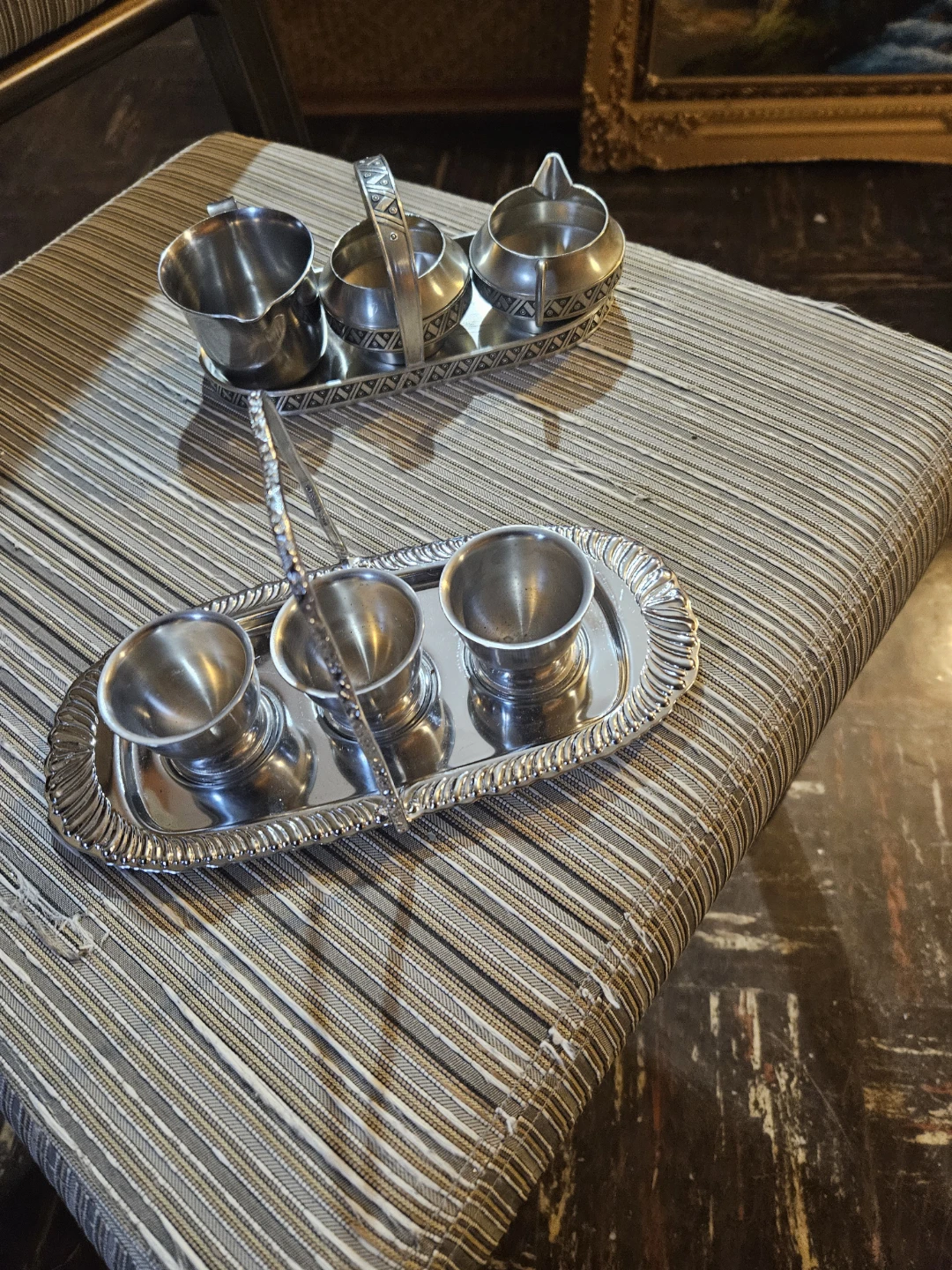 Silver-Plated Serving Set with 3 Cups and Tongs - photo 3