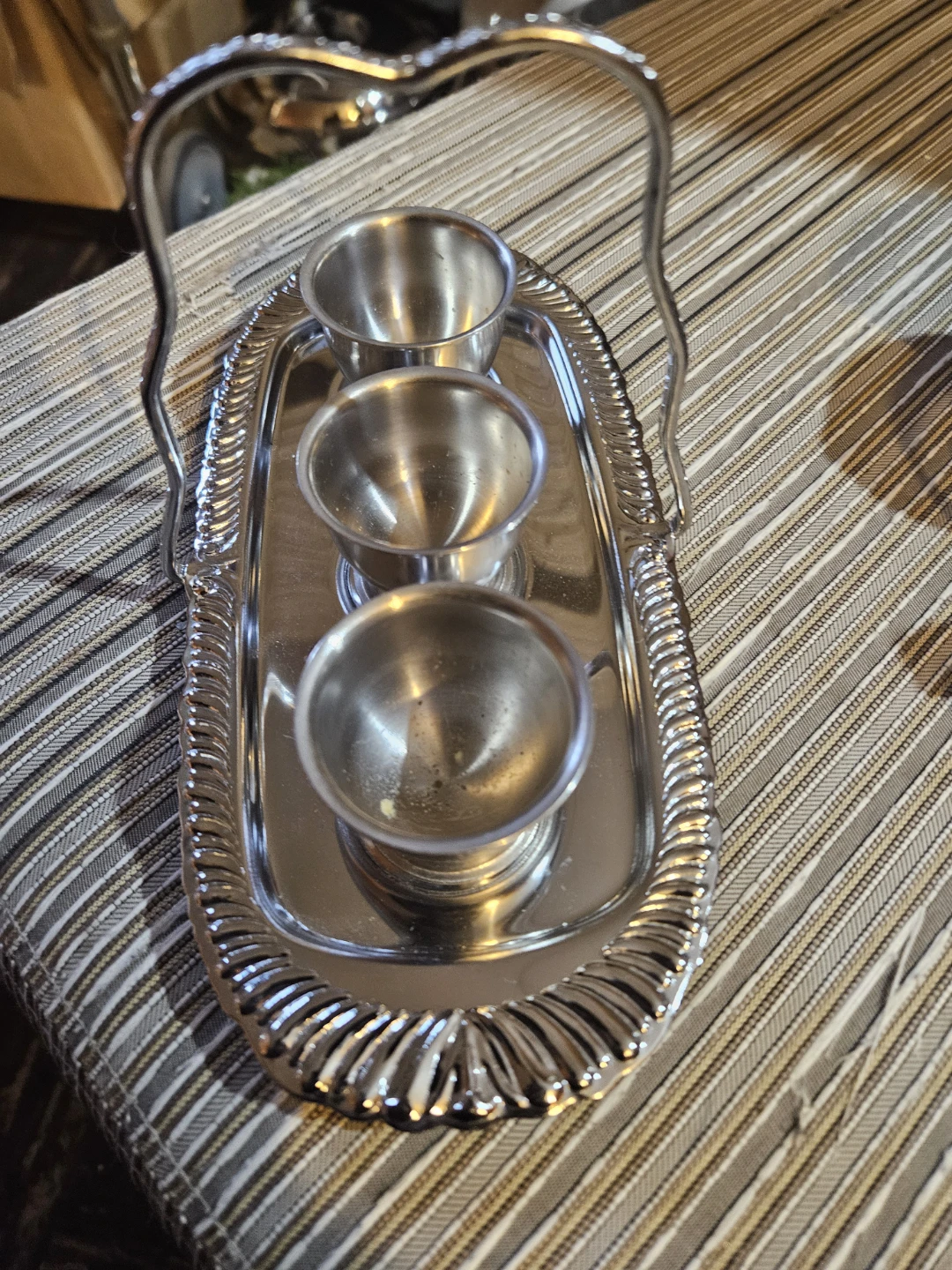 Silver-Plated Serving Set with 3 Cups and Tongs - photo 4