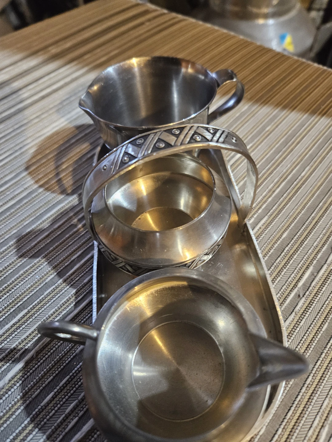 Silver-Plated Serving Set with 3 Cups and Tongs - photo 5