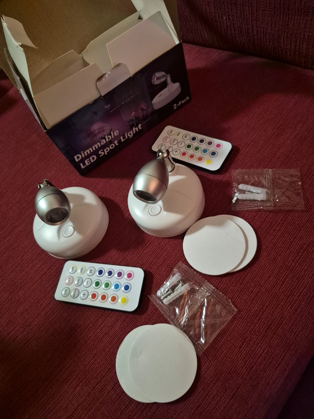 🥕2-Pack Dimmable LED Spot Lights with Remotes - photo 2