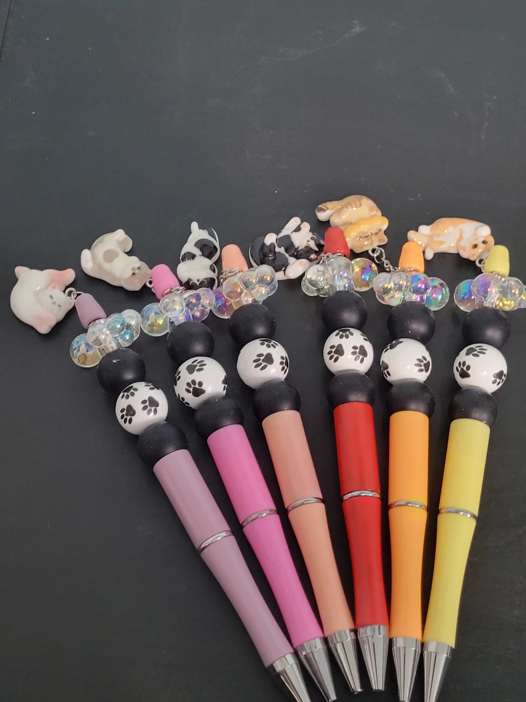 Handmade Kawaii Cat Charm Pens (set of 7)