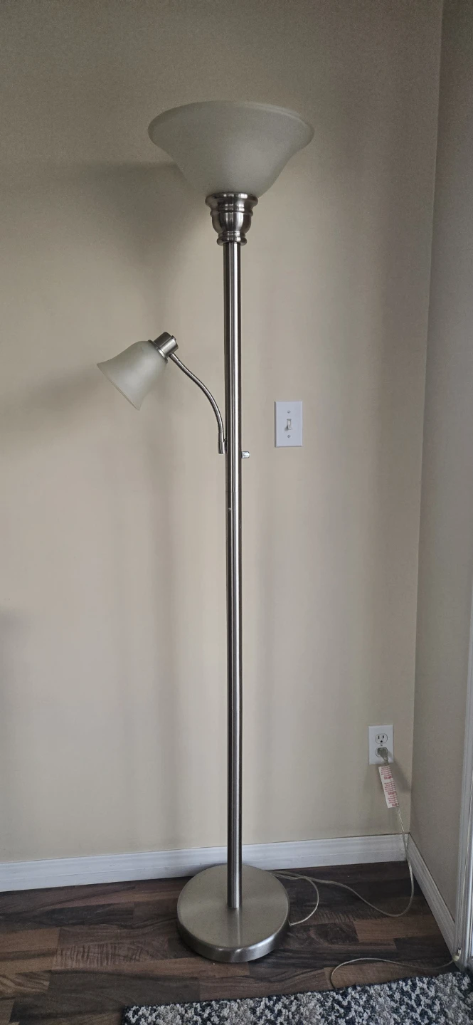 Brushed Nickel Floor Lamp with Adjustablr Reading Light - photo 2
