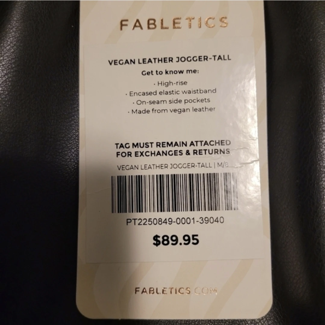 Fabletics Vegan Leather Jogger Pants - Black, M/8 - photo 2