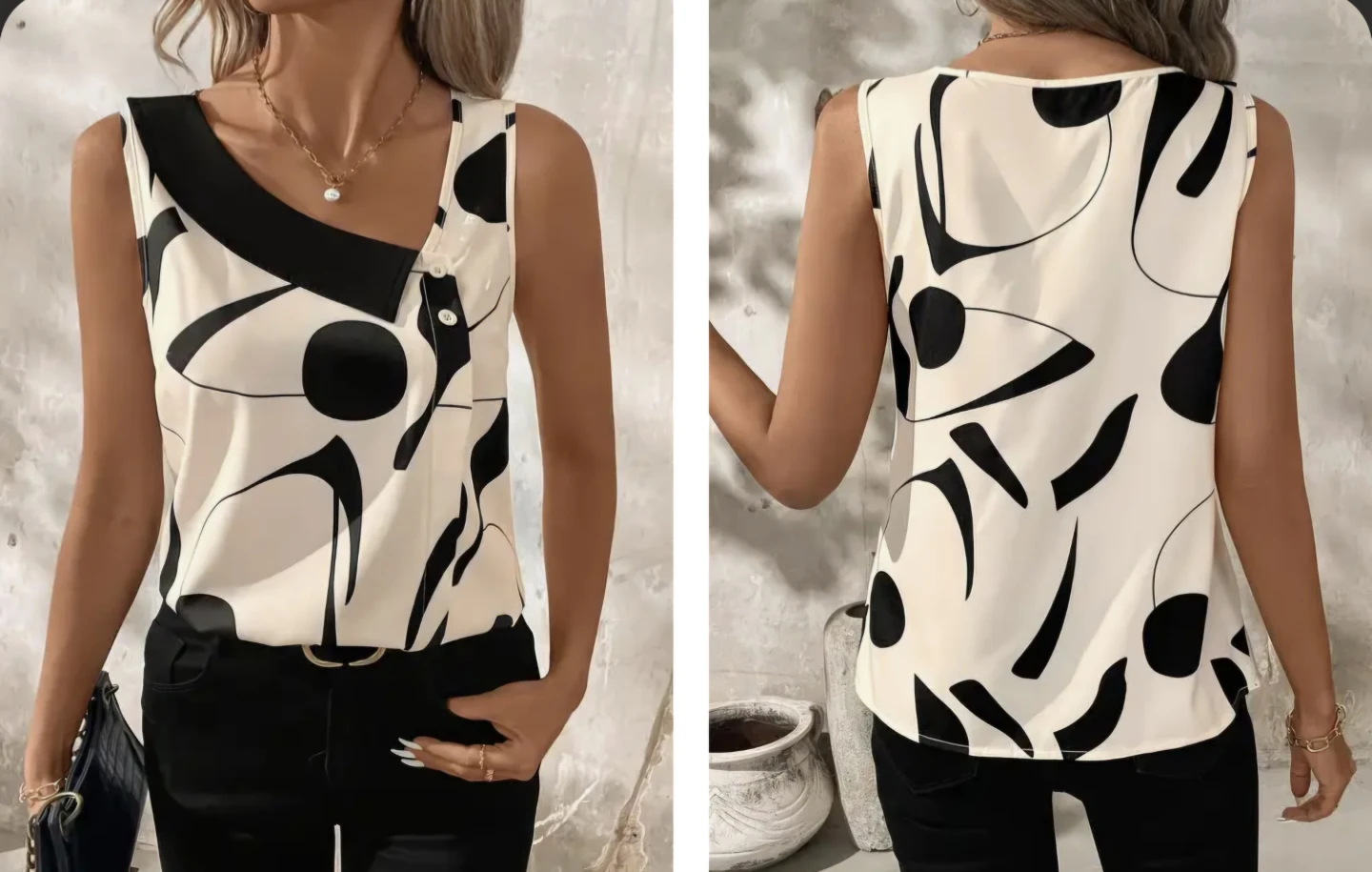 Women's Sleeveless Abstract Print Top