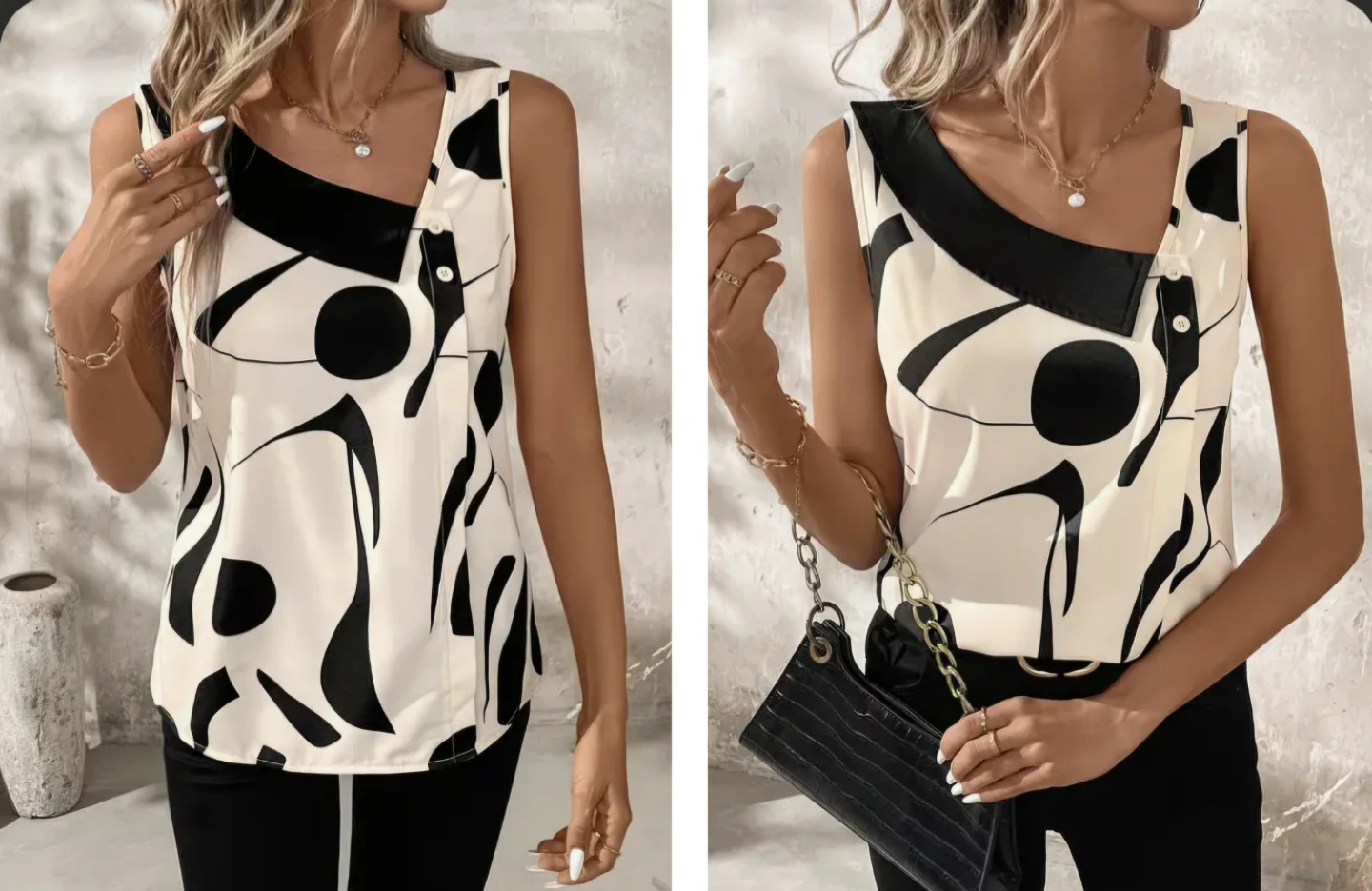 Women's Sleeveless Abstract Print Top - photo 2