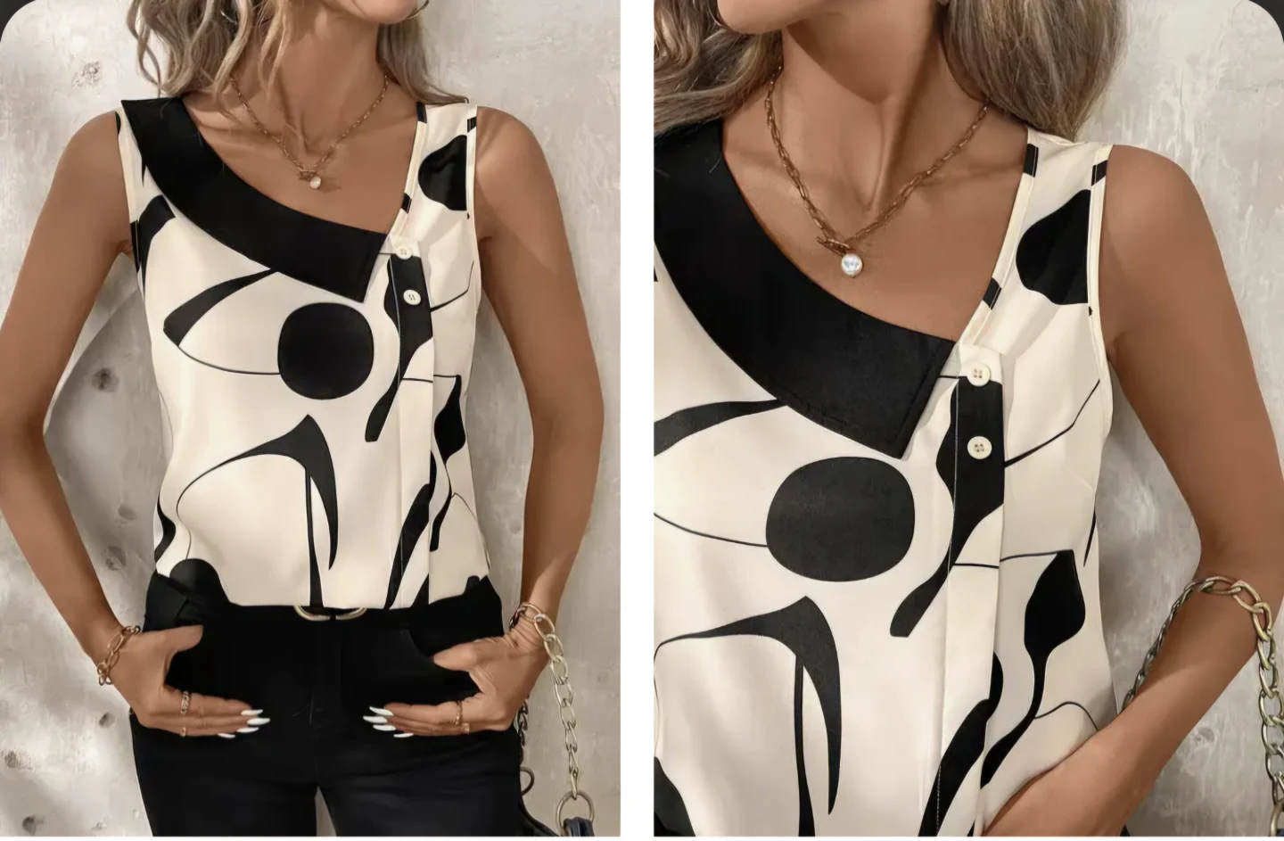 Women's Sleeveless Abstract Print Top - photo 3