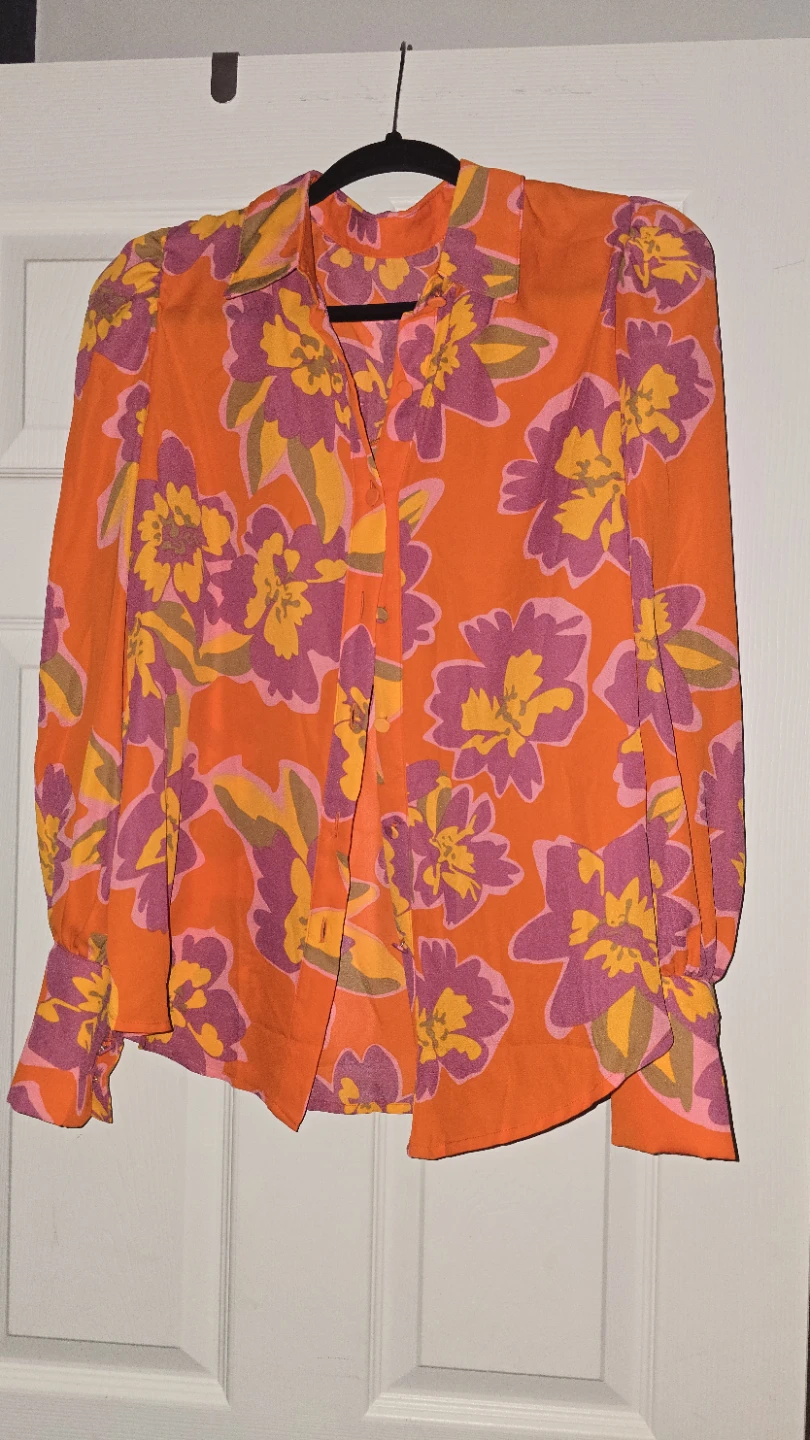 Retro Floral Print Button-Up Blouse - photo 2