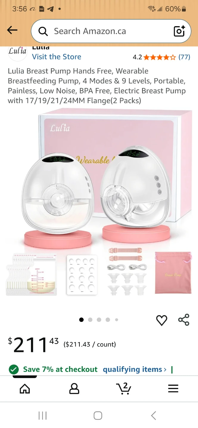 Lulia Wearable Breast Pump - Pink