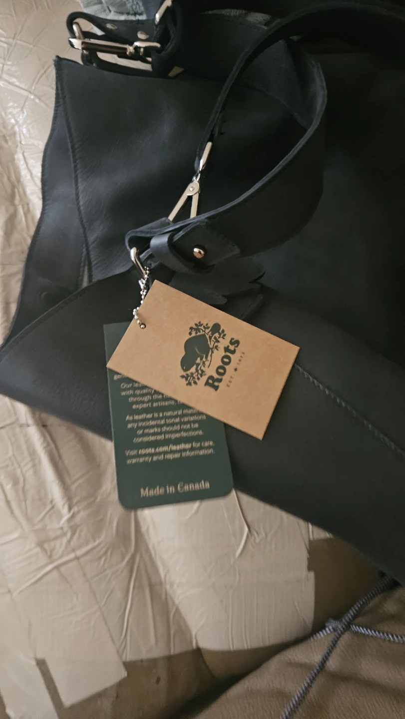 Roots Black Leather Bag