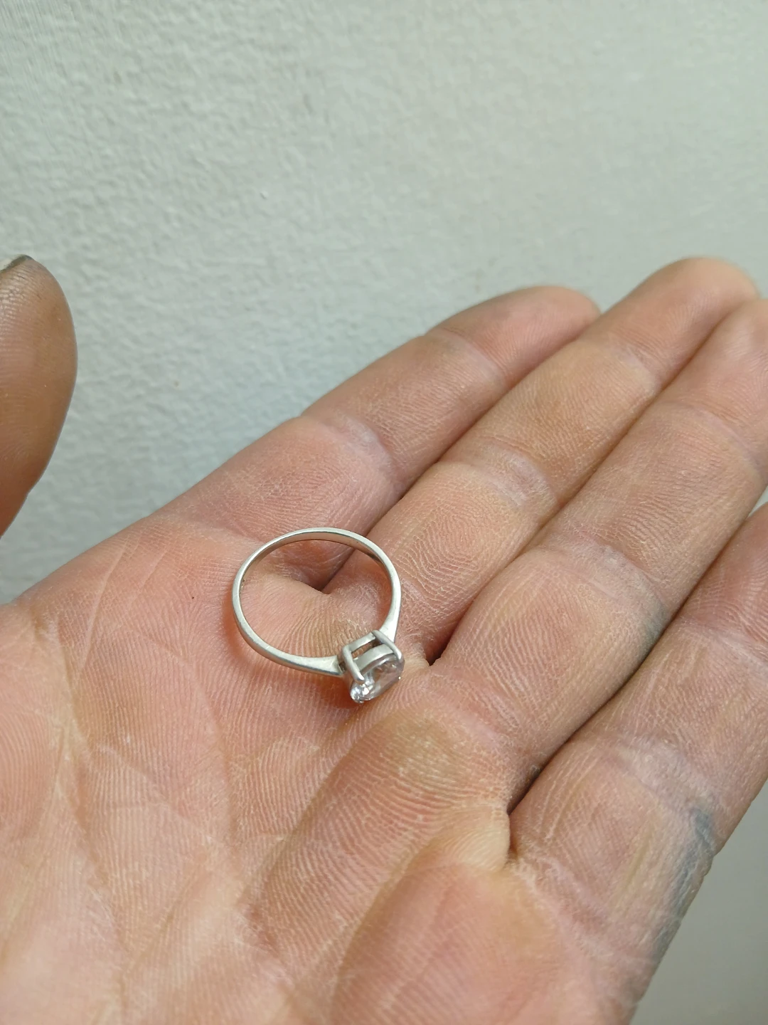 Silver Solitaire Ring with Clear diamond