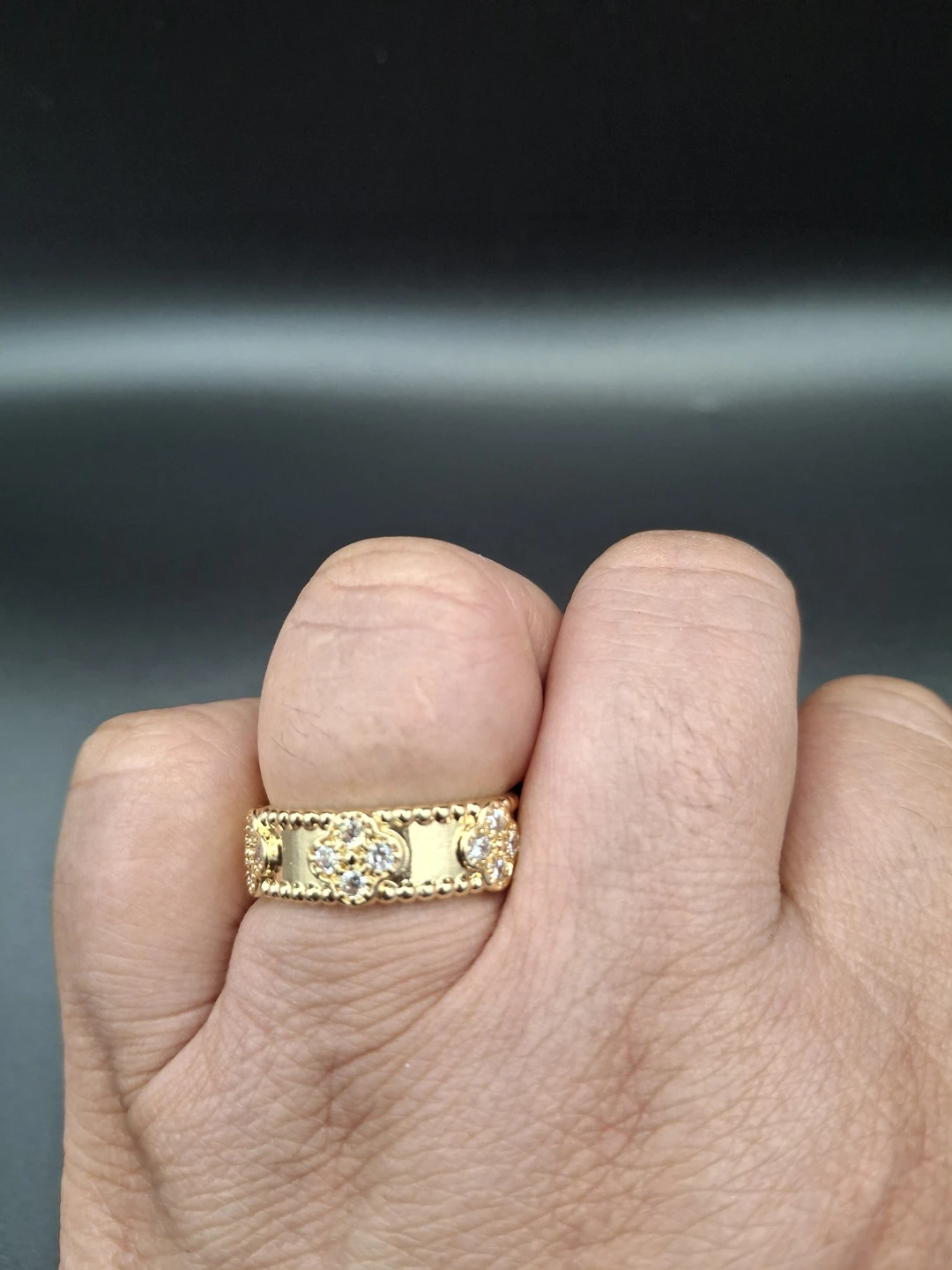 Gold-tone ring with clear stones - photo 2