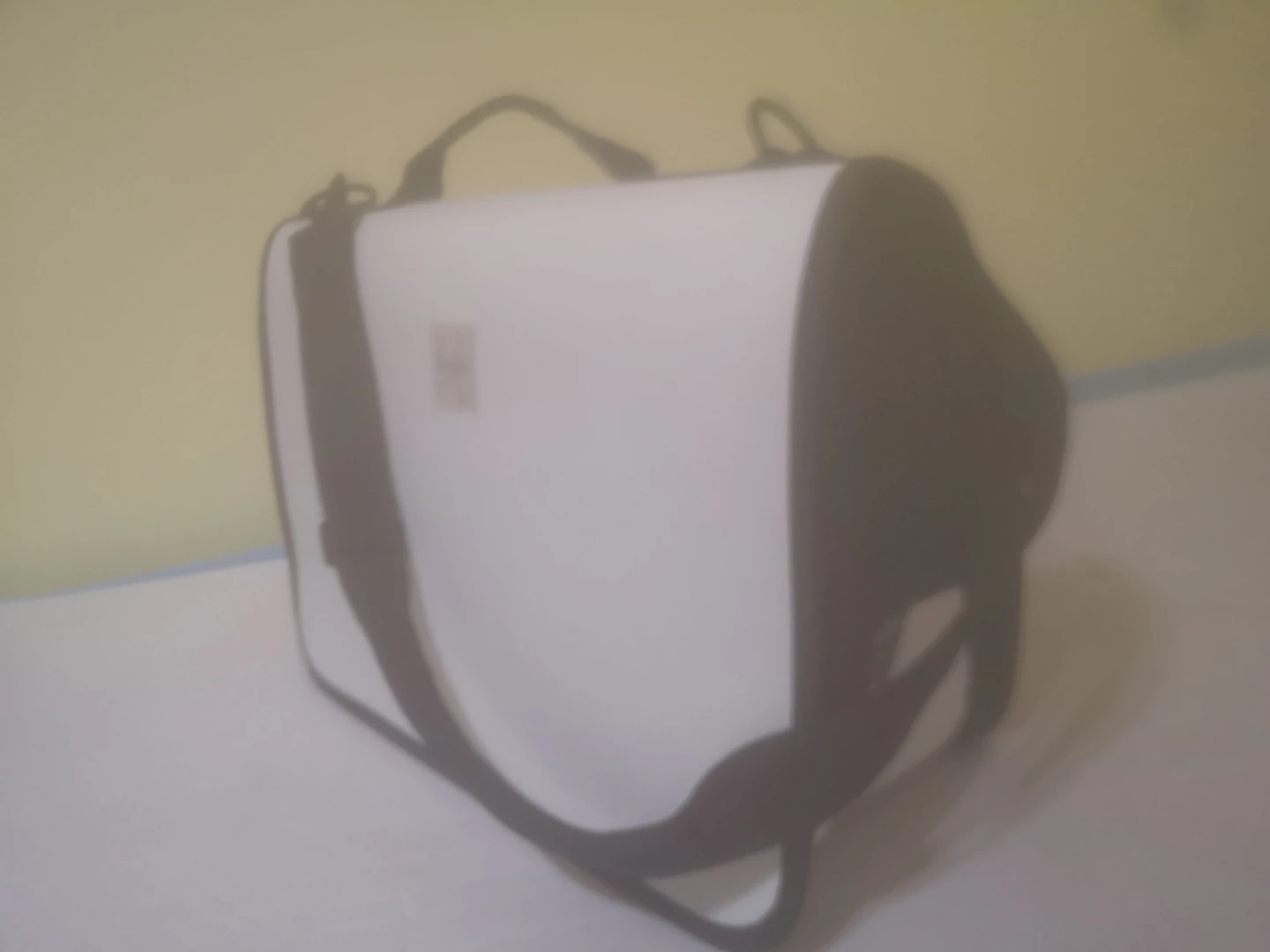 White and Black Messenger Bag with Dog Patch