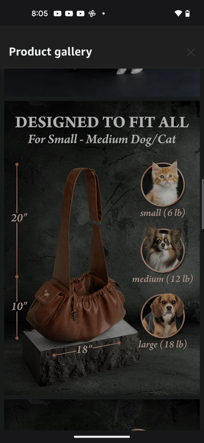 NOAH & PAW Brown Dog Sling Carrier for Small to Medium Dogs - photo 4