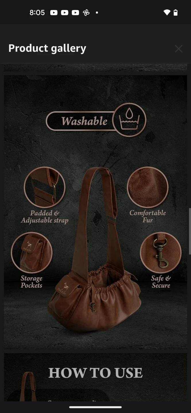 NOAH & PAW Brown Dog Sling Carrier for Small to Medium Dogs - photo 5