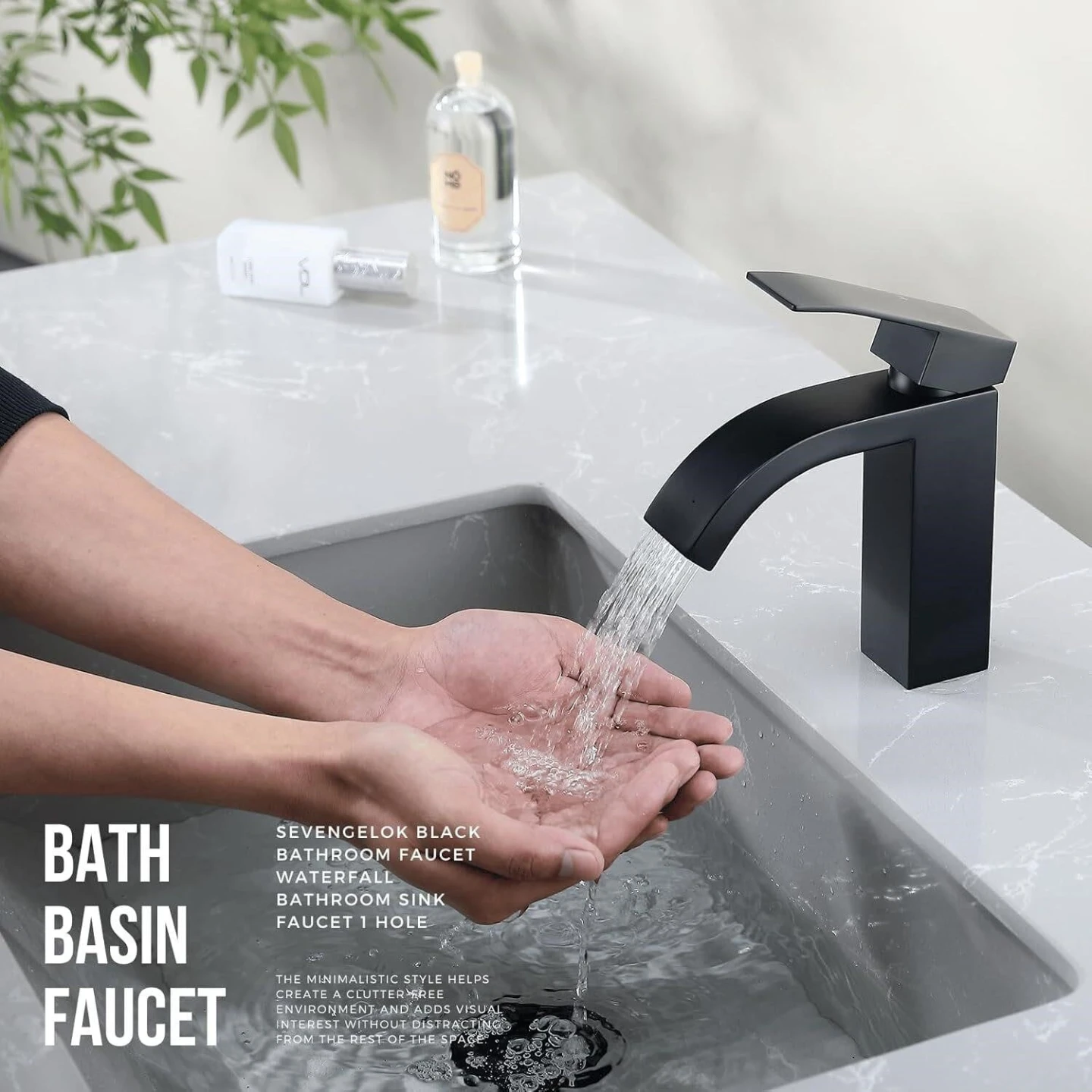Black Waterfall Bathroom Sink Faucet - photo 2