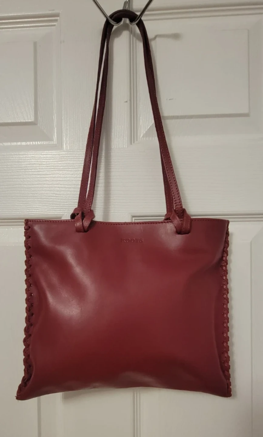 Roots Red Leather Shoulder Bag