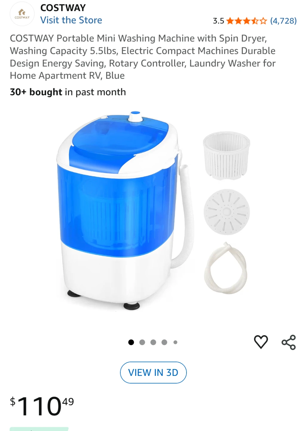 COSTWAY Portable Mini Washing Machine with Spin Dryer - Blue - photo 4