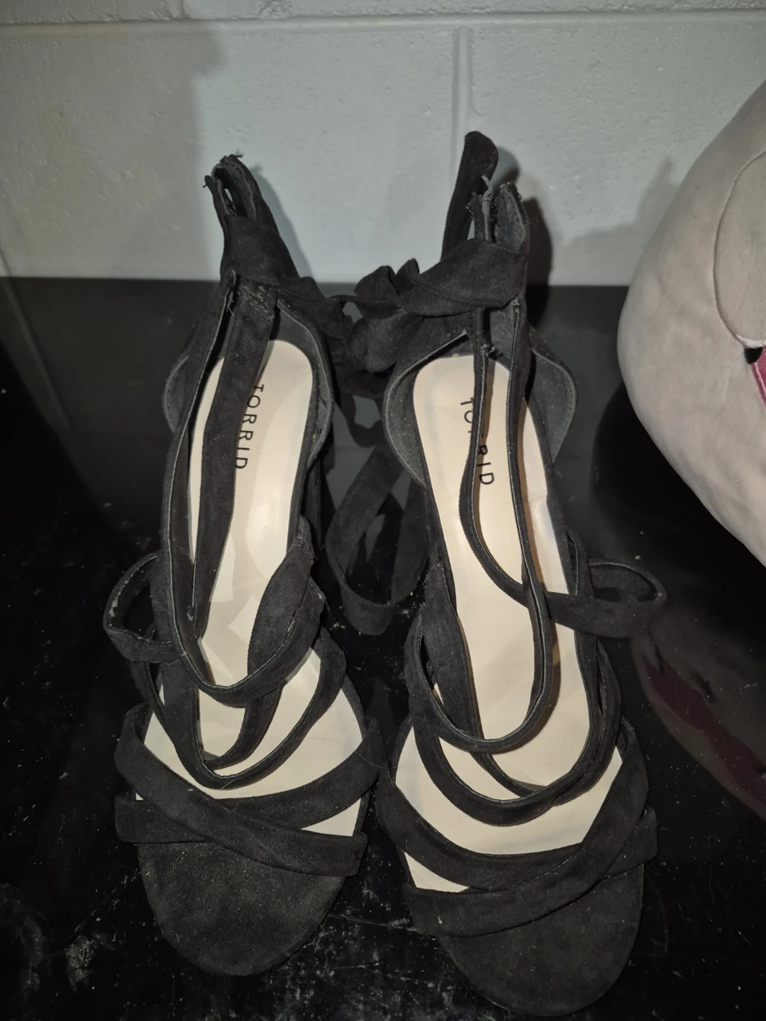 Torrid Black Suede Lace-Up Heels - photo 2
