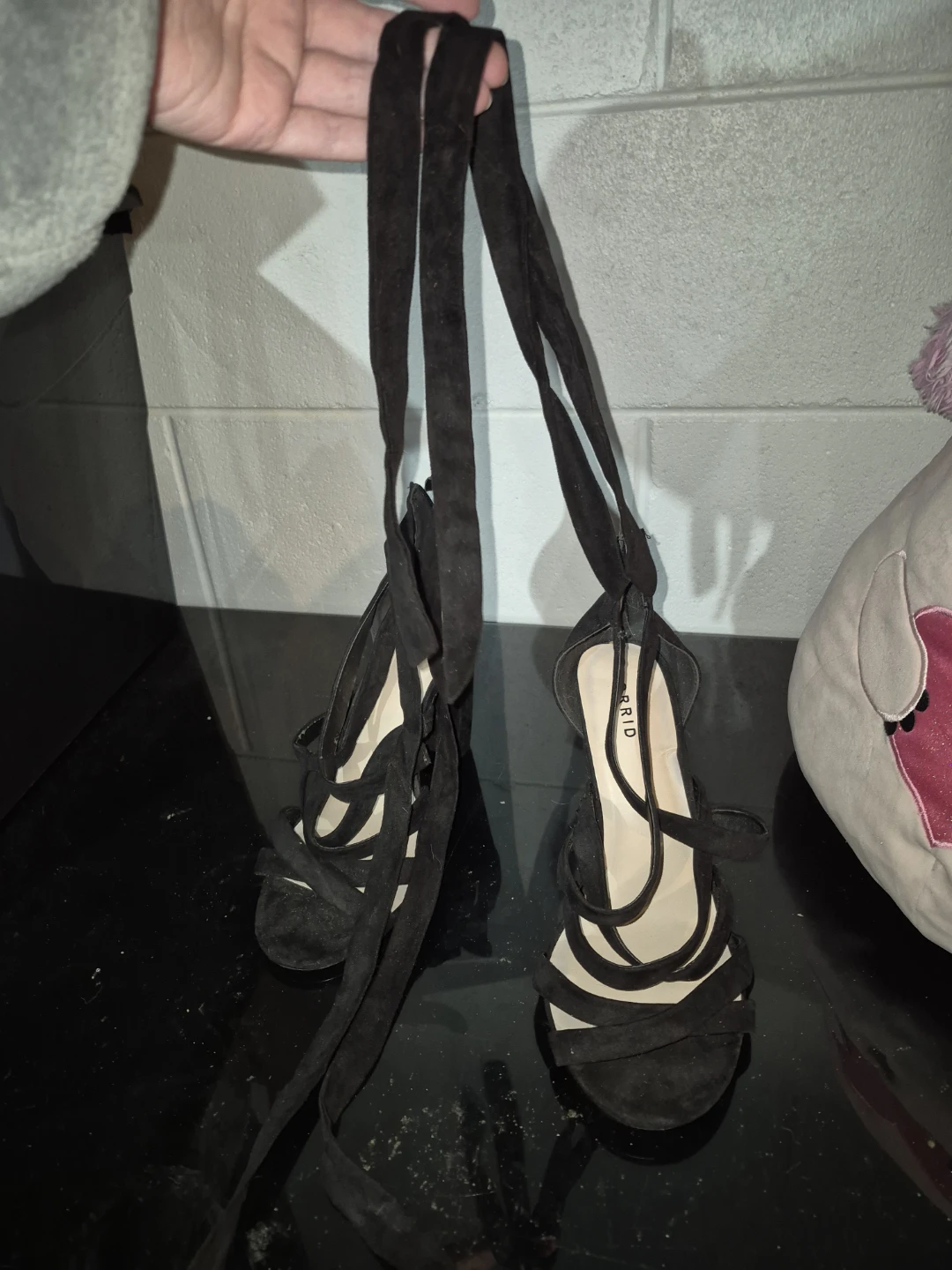 Torrid Black Suede Lace-Up Heels - photo 3