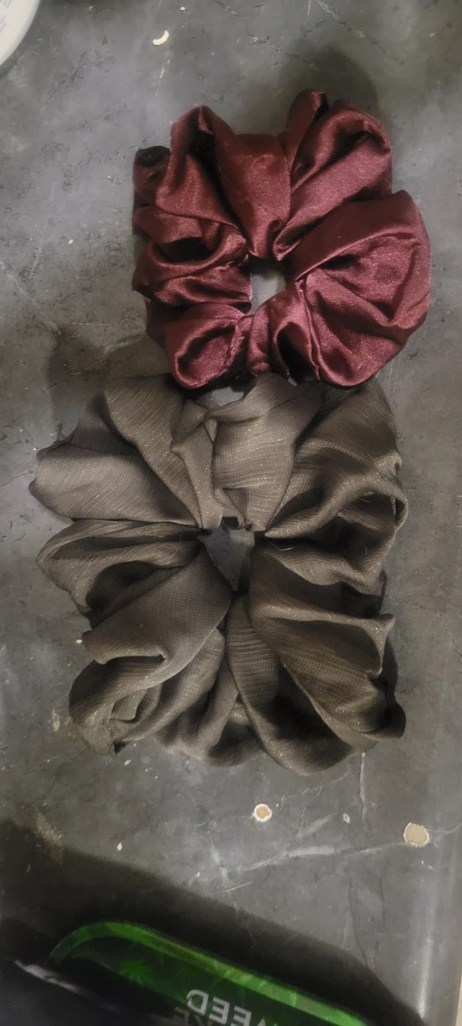 Set of 2 Large Scrunchies - Burgundy & Olive Green - photo 2