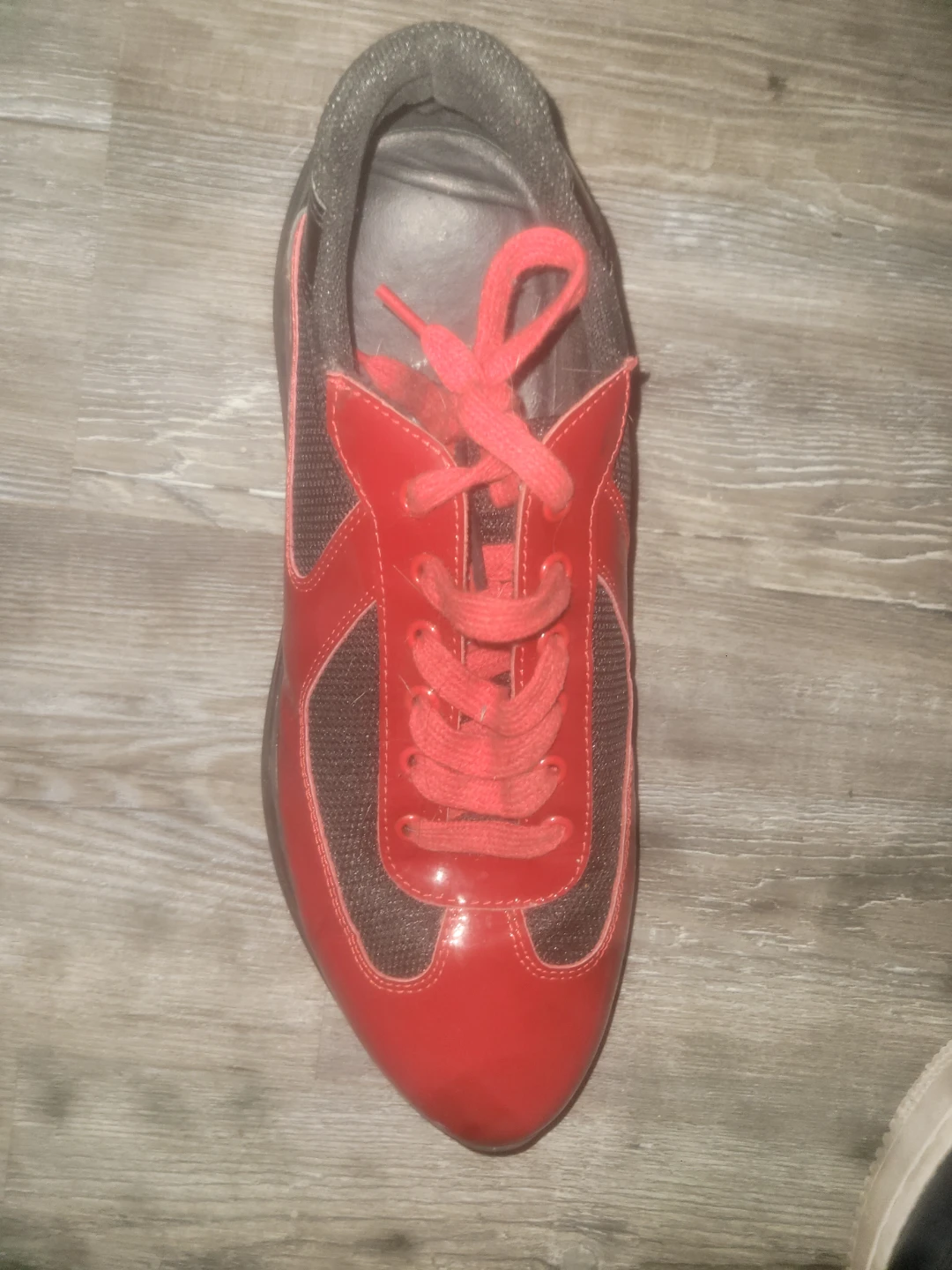 Prada Red Patent Leather & Mesh Sneakers - photo 2