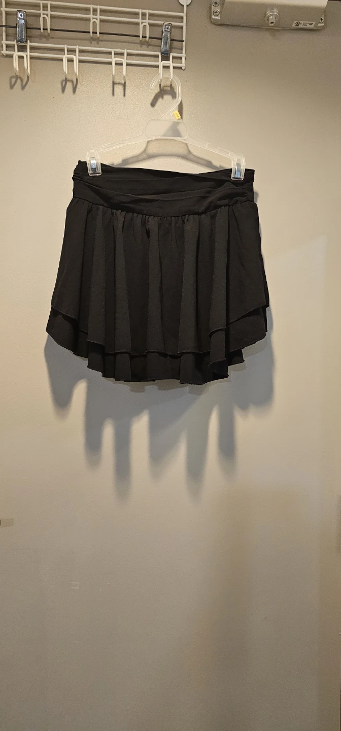 Black Layered Ruffle Skirt with Built-in Shorts