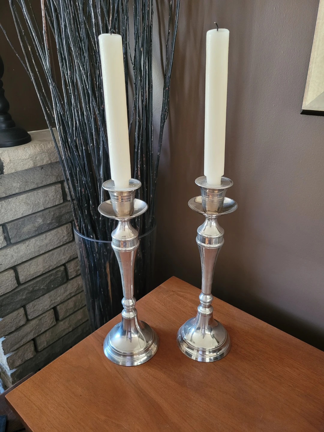 Pair of 13" Silver Tone Candlesticks