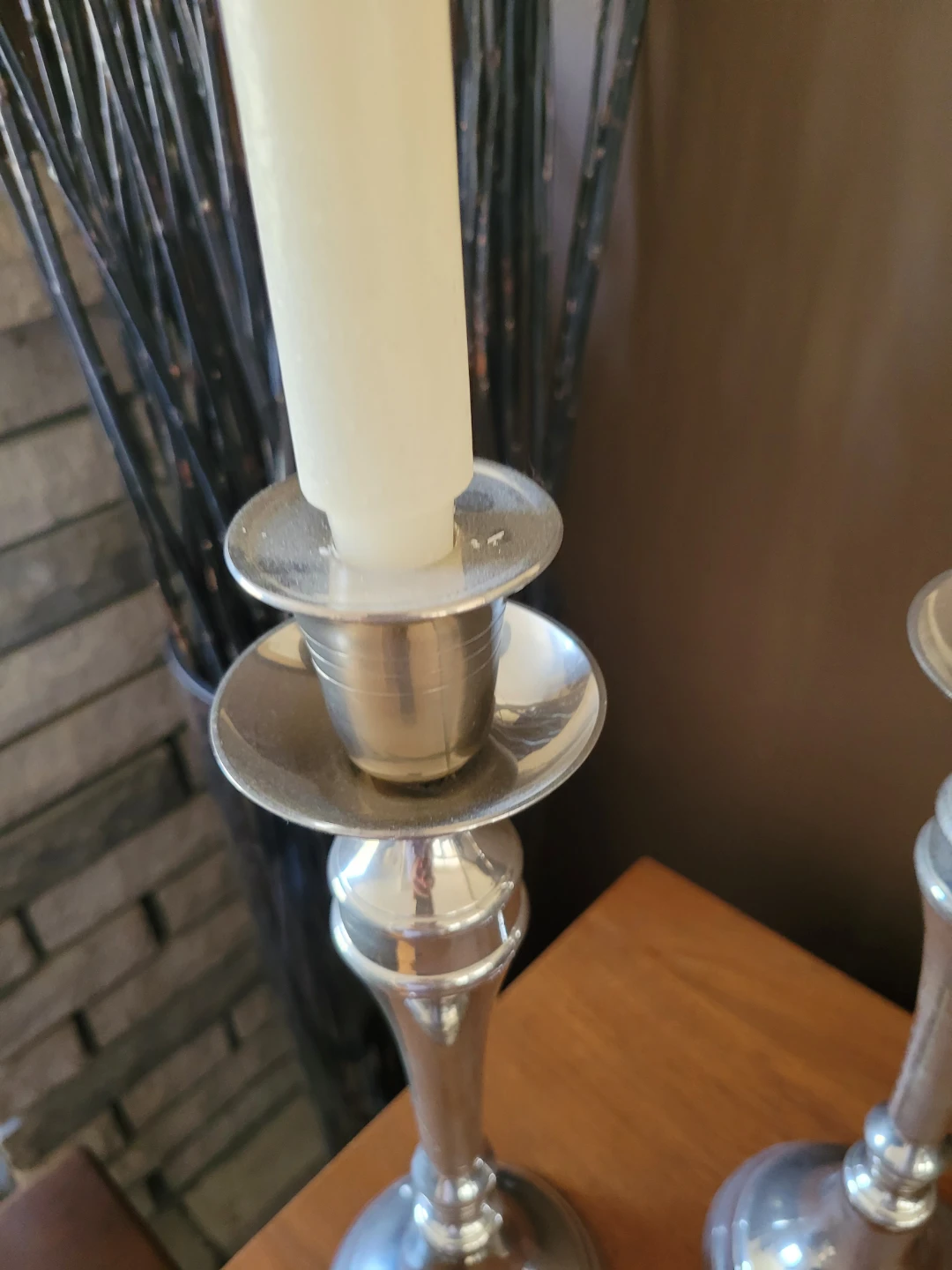 Pair of 13" Silver Tone Candlesticks - photo 4
