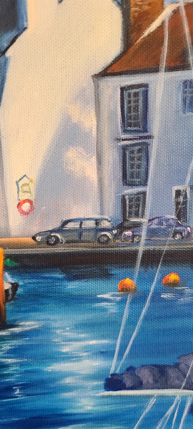 Original Painting of a Harbour Scene with Sailboats - photo 5