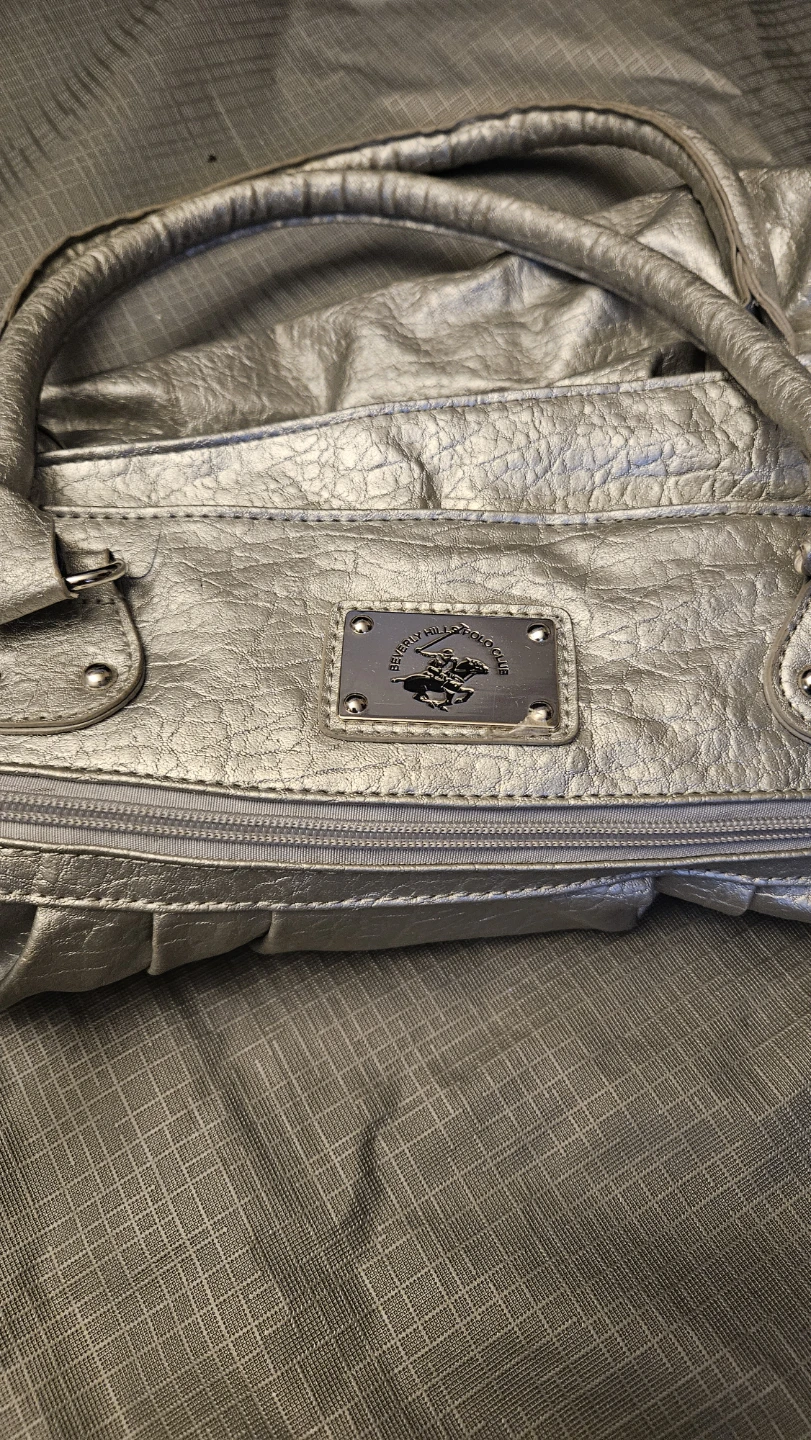 Beverly Hills Polo Club Silver Faux Leather Handbag