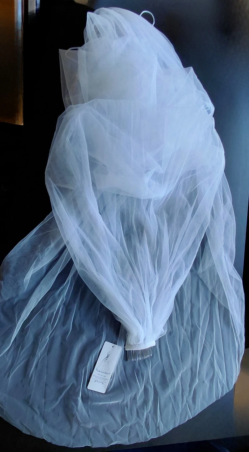 Long White Bridal Veil with Comb