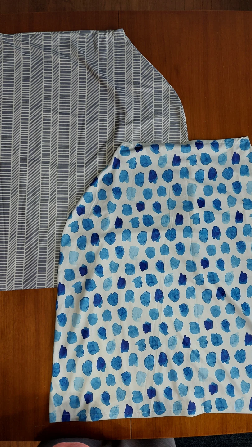 Nursing Cover Set - Blue Watercolor & Grey Herringbone