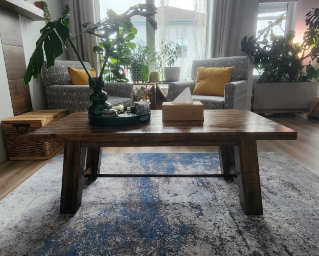 Galveston 50" Rustic Coffee Table with Casters - Brown Woodgrain