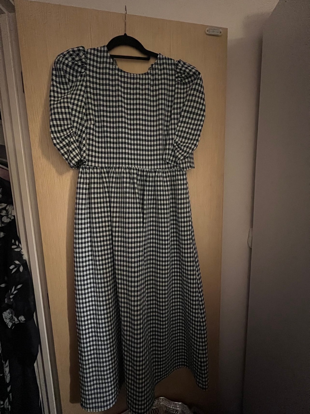 Gingham Check Puff Sleeve Midi Dress - photo 3