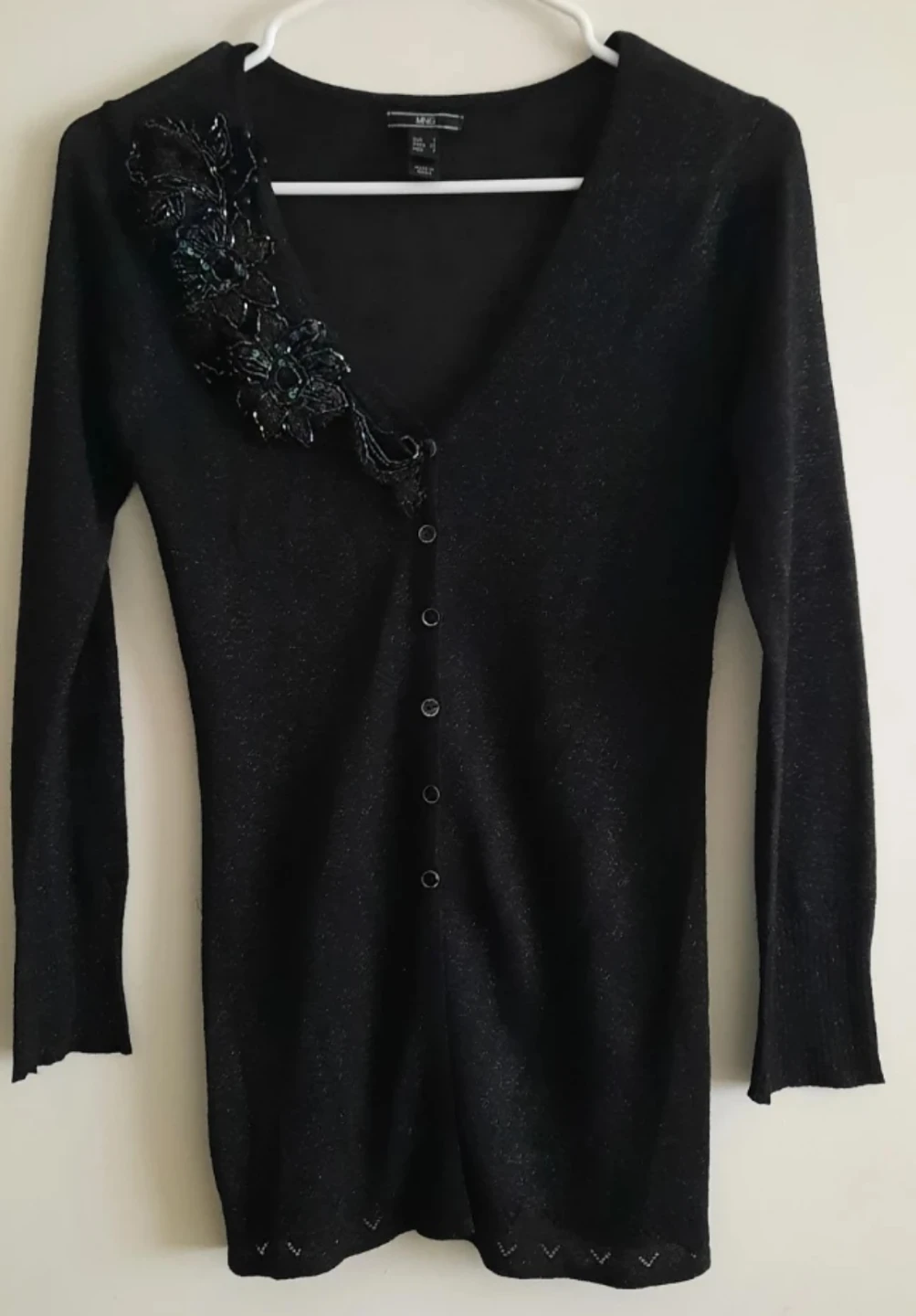MNG Black Cardigan with Beaded Embellishment