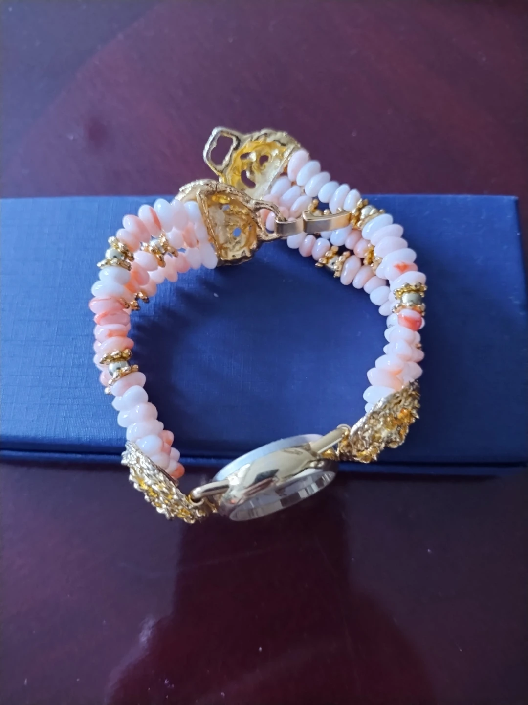Walensa Quartz Watch with Coral and Gold Tone Beading - photo 5