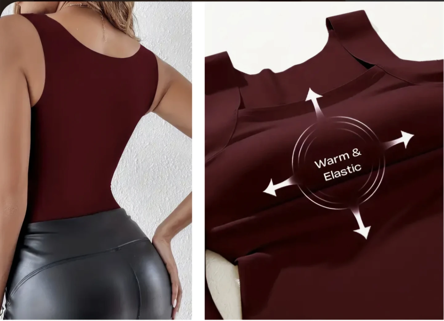 Women's Burgundy Built-in Bra Tank Top - photo 2