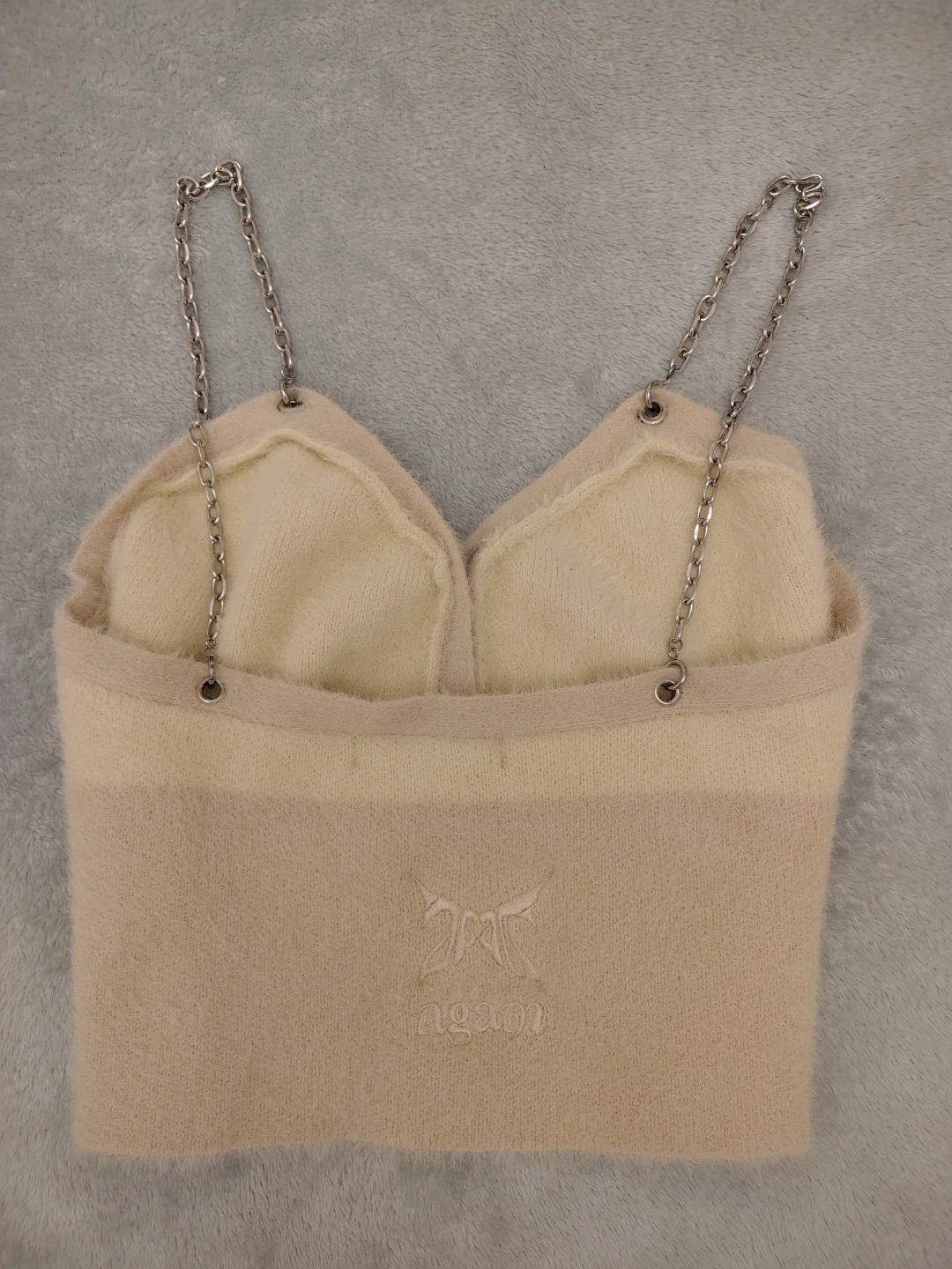 Cream & Tan Button-Up Chain Strap Crop Top - XS-Small - photo 2
