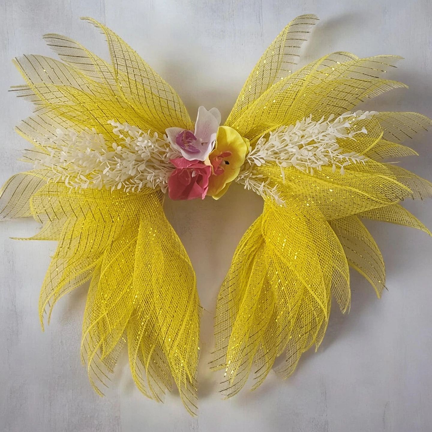 Yellow Angel wings with Flowers