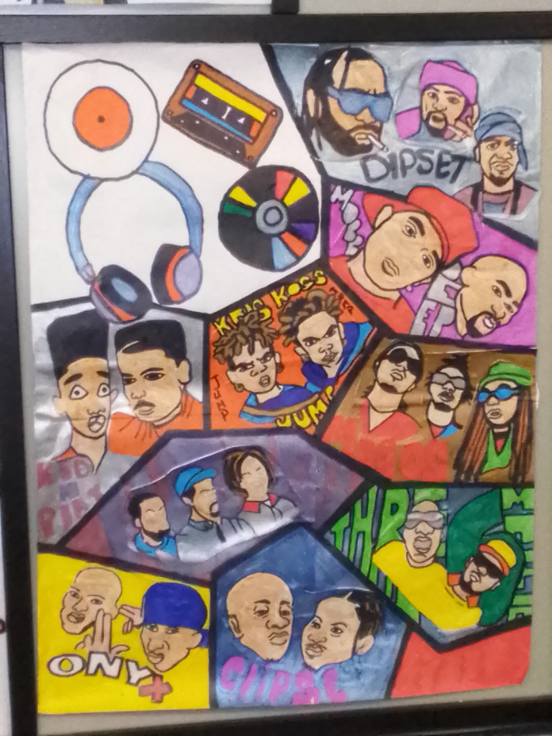 Framed Hip Hop Art Collage room dividers or change room dividers - photo 5