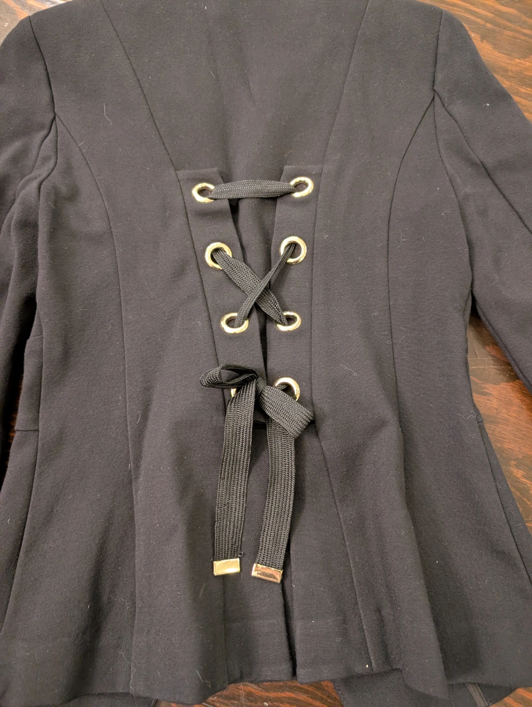 Body by Victoria Black Lace-Up Blazer Jacket Size 2 - photo 3