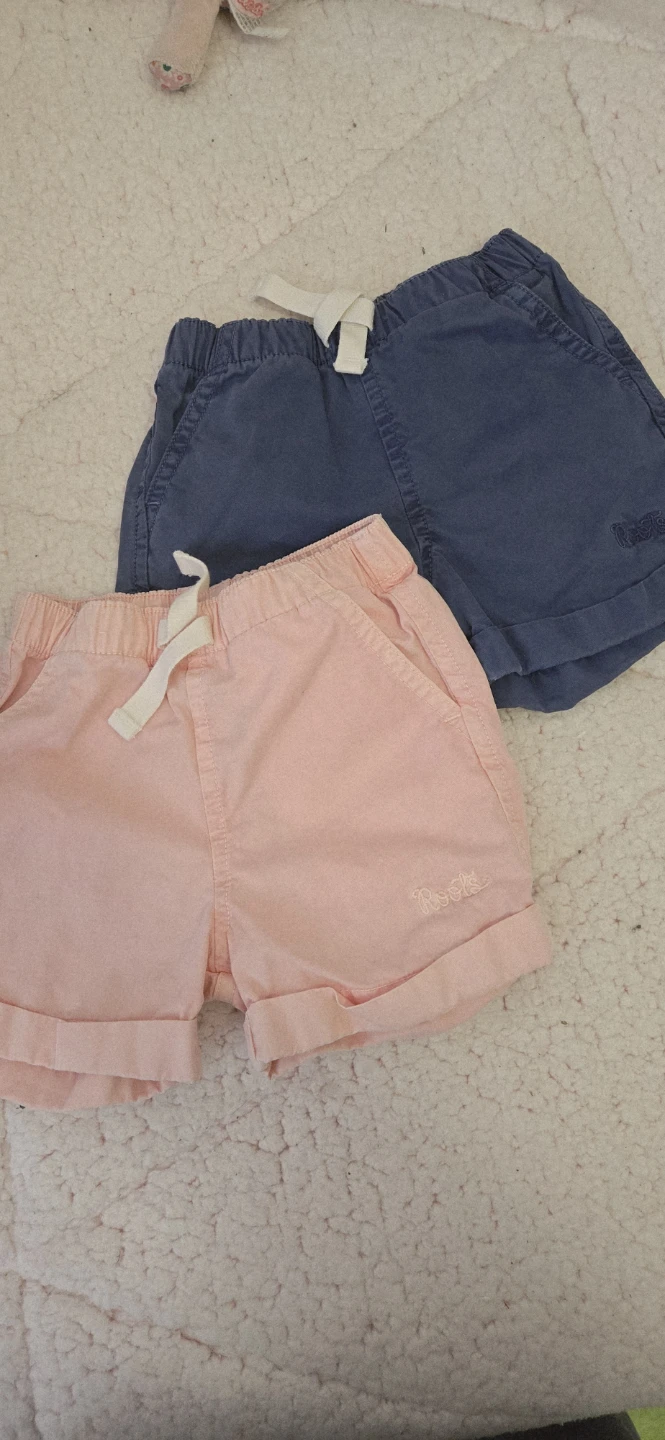 Baby Roots Shorts - Pink & Blue - 6-12 Months